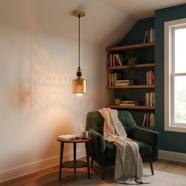 Suspension dorée perforée