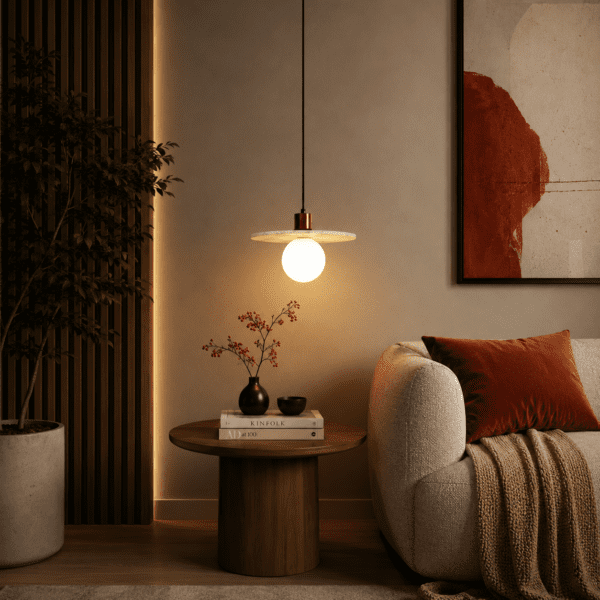 Suspension wabi sabi pierre naturelle globe