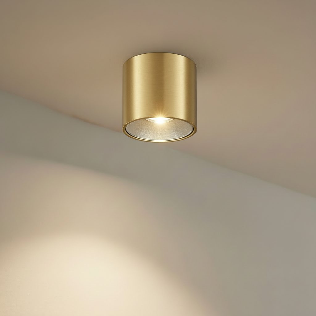 1 spot plafonnier led doré 4 Petit spot plafonnier doré LED – Image 1