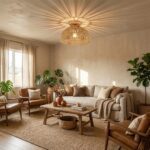 Lampe plafonnier rotin