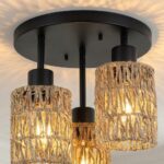 Plafonnier 3 lampes rotin – Image 4