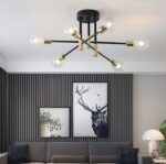 Plafonnier 6 lampes noir dore – Image 4