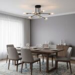 Plafonnier 6 lampes noir dore – Image 6