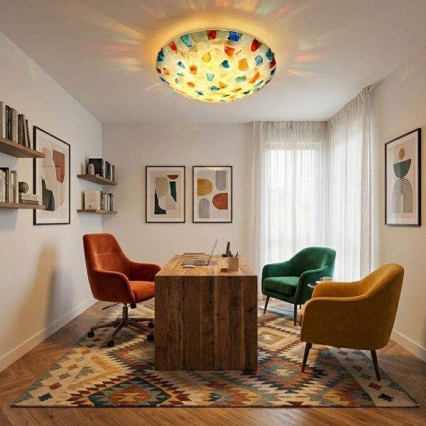 Plafonnier ancien verre vintage