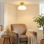 Plafonnier blanc et laiton – Image 4