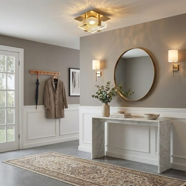 Plafonnier carre en verre