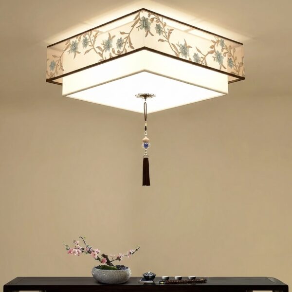 Plafonnier carré en tissu