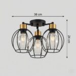 Plafonnier industriel vintage 3 têtes – Image 4