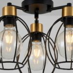 Plafonnier industriel vintage 3 têtes – Image 2