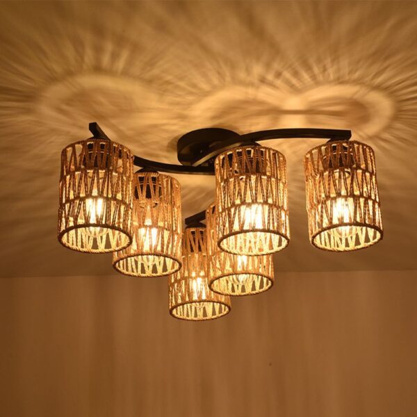 Plafonnier osier multiples tetes