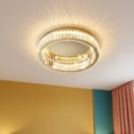 Plafonnier séjour doré cristal