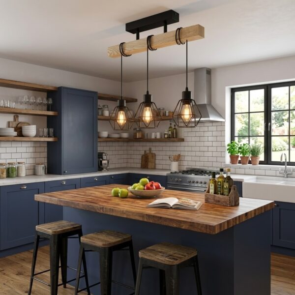 Plafonnier 3 lampes industriel