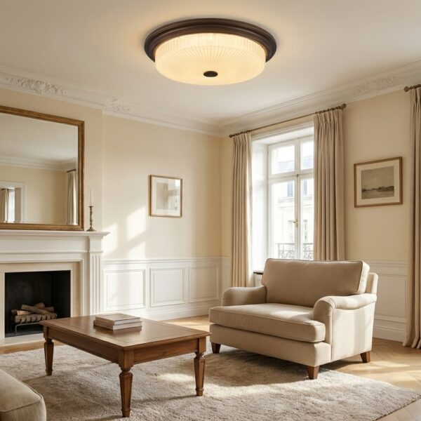 Plafonnier art deco bois noyer