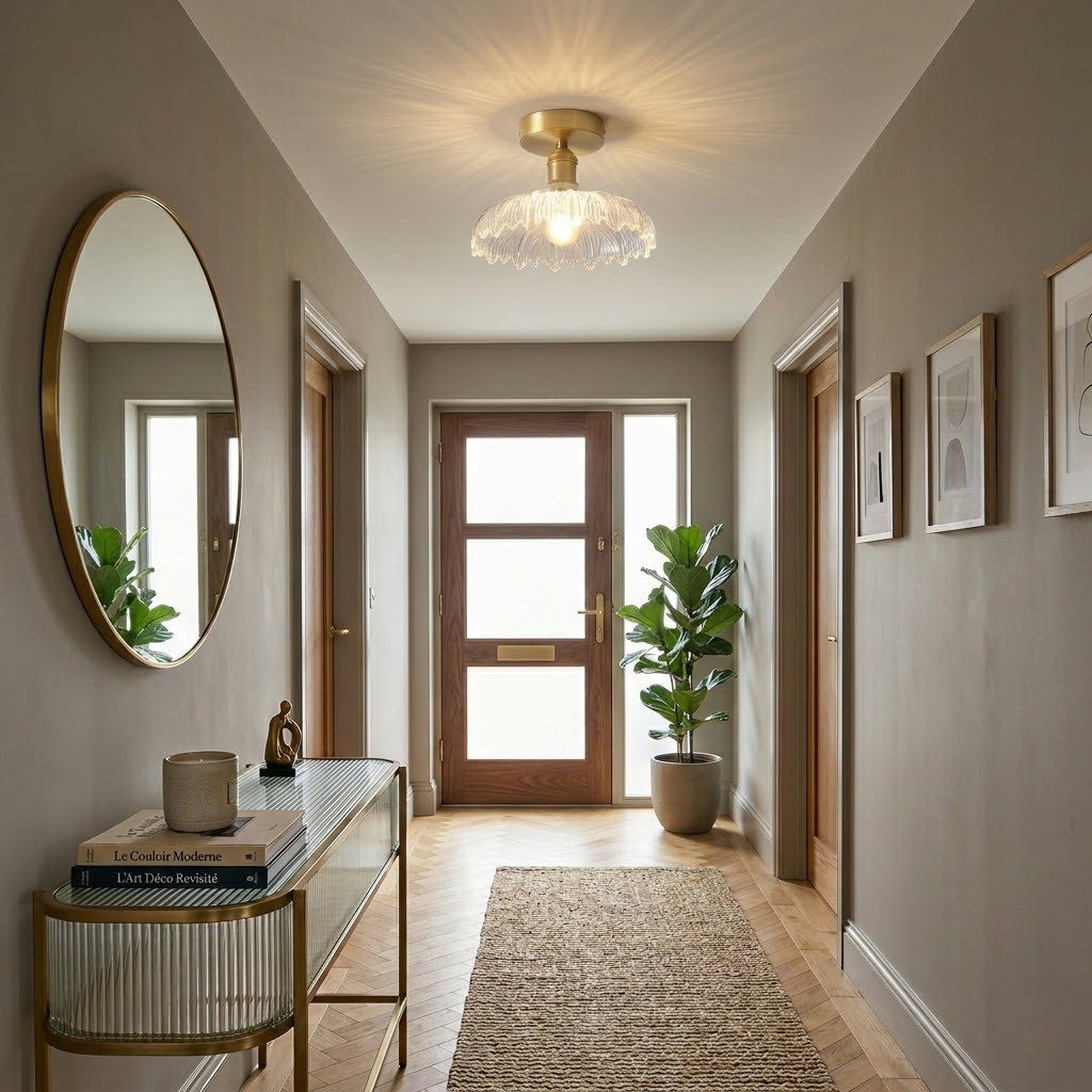 Plafonnier art deco laiton 3 Plafonnier art deco laiton – Image 1