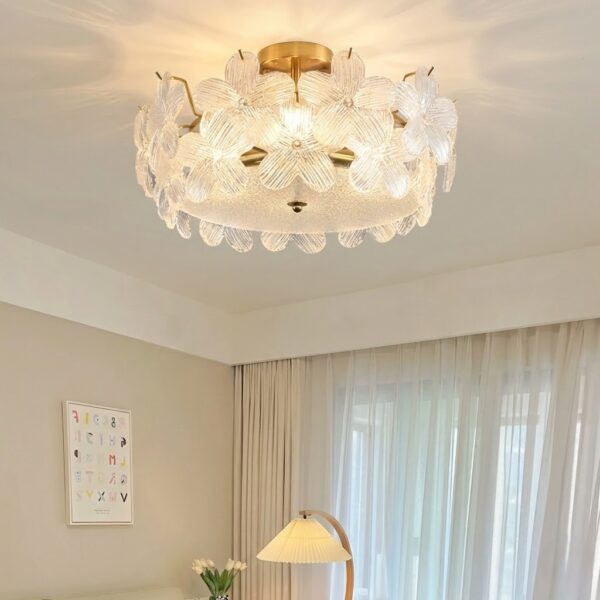Plafonnier fleur cristal