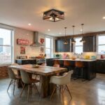 Plafonnier industriel bois