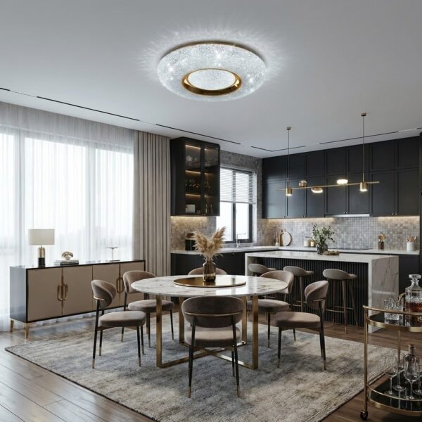 Plafonnier led doré