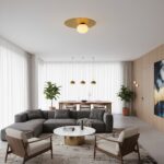 Plafonnier salon doré 3