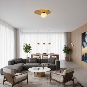 Plafonnier salon doré 3