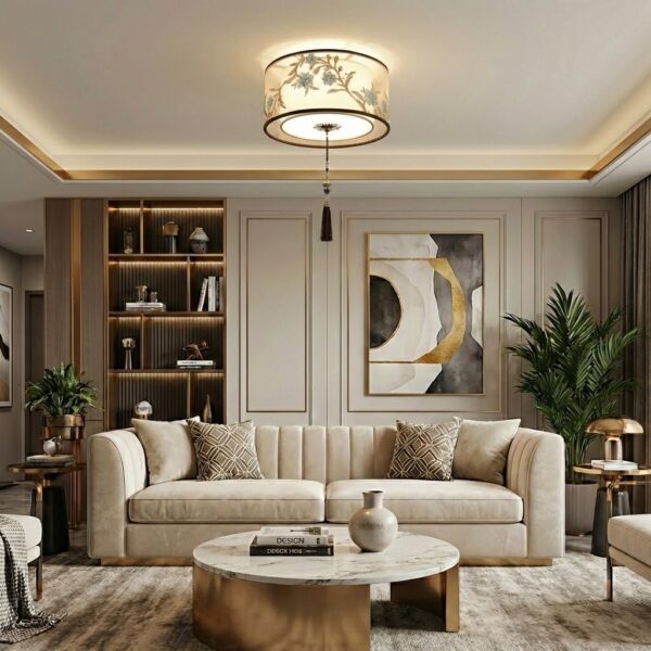 Plafonnier en tissu fleuri