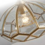 Lampe plafonnier laiton cuivre verre vintage – Image 6
