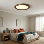 Luminaire plafonnier forme fleur bois