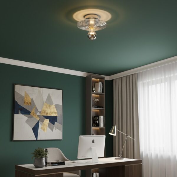 Plafonnier art deco verre cannelé