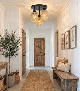 Plafonnier beige plafonnier-3-lampes-rotin