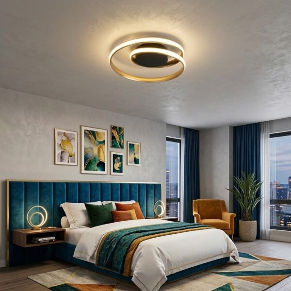 Plafonnier doré chambre