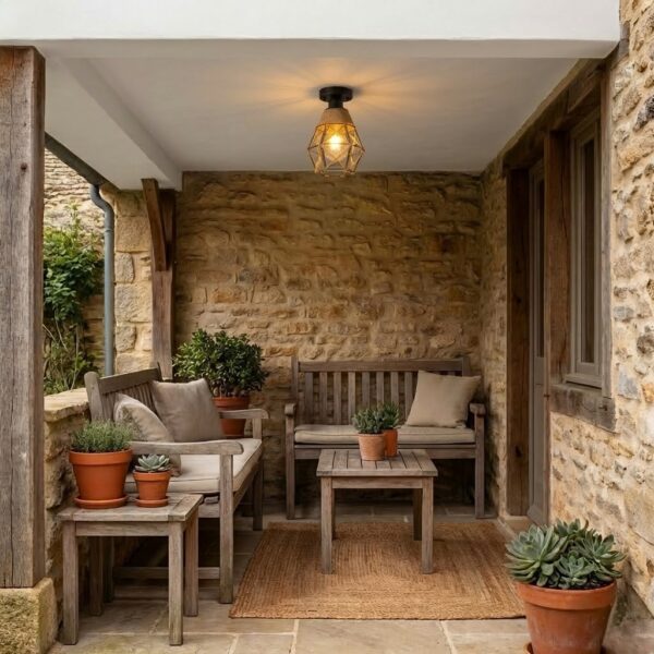 Plafonnier exterieur rotin