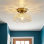 Plafonnier laiton et verre – Image 2