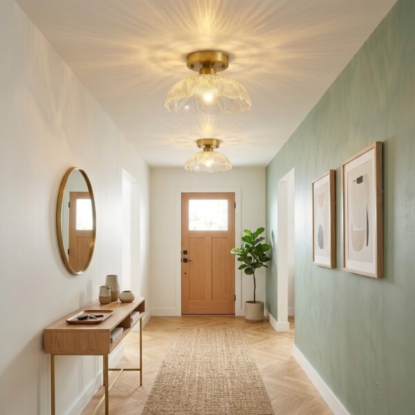 Plafonnier laiton et verre