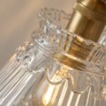 Plafonnier laiton et verre strié – Image 3