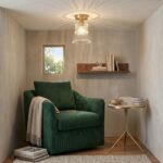 Plafonnier laiton et verre strié – Image 6