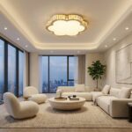 Plafonnier LED doré cristal