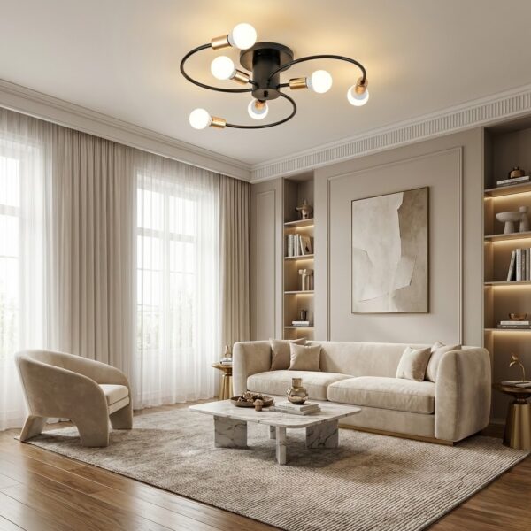 Plafonnier noir et laiton