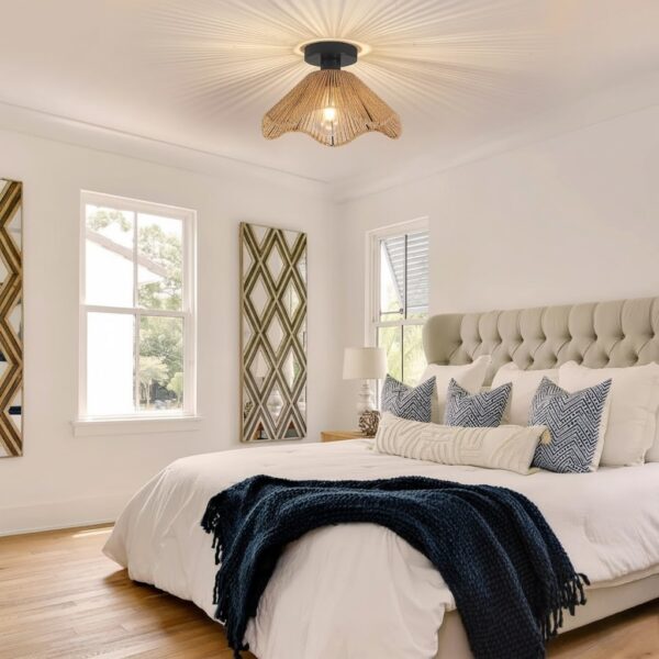 Plafonnier osier rotin