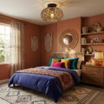 Plafonnier salon rotin