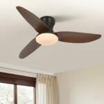 Plafonnier ventilateur noir et bois – Image 7