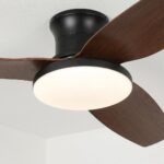 Plafonnier ventilateur noir et bois – Image 6