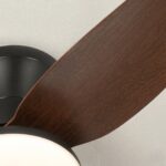 Plafonnier ventilateur noir et bois – Image 4