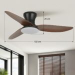 Plafonnier ventilateur noir et bois – Image 8