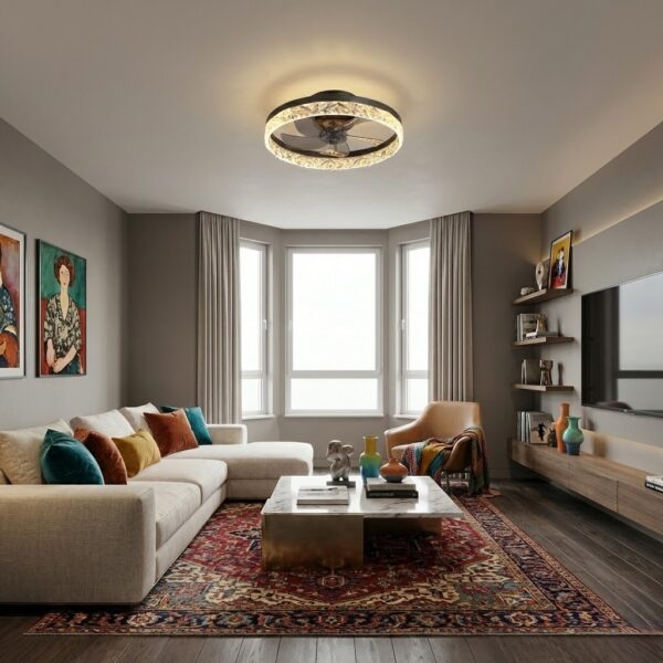 Plafonnier ventilateur salon luxe