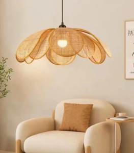 Suspension pétale rotin