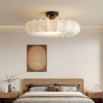 Grand plafonnier rond tissu