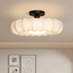 Grand plafonnier rond tissu – Image 8