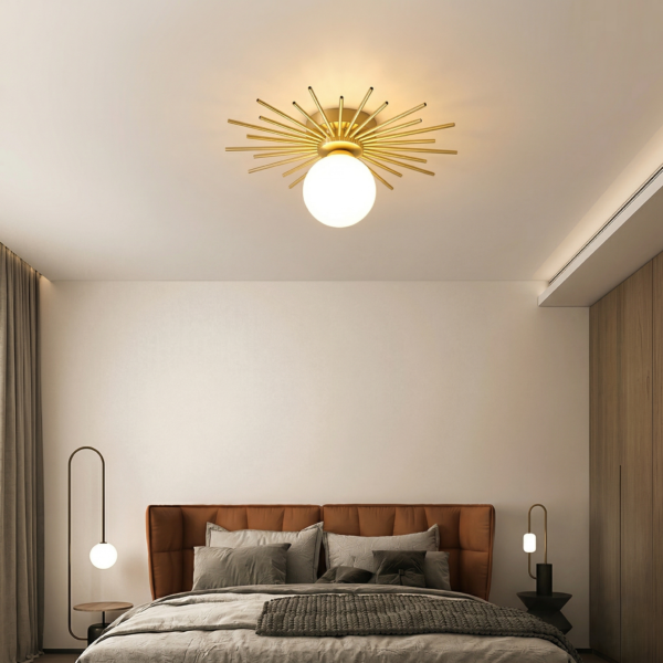 Plafonnier boule doré