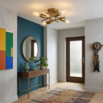 Plafonnier quatre lampes dorées – Image 7