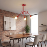 Plafonnier rouge 3 lampes