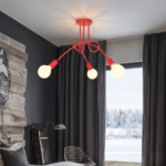 Plafonnier rouge 3 lampes – Image 6